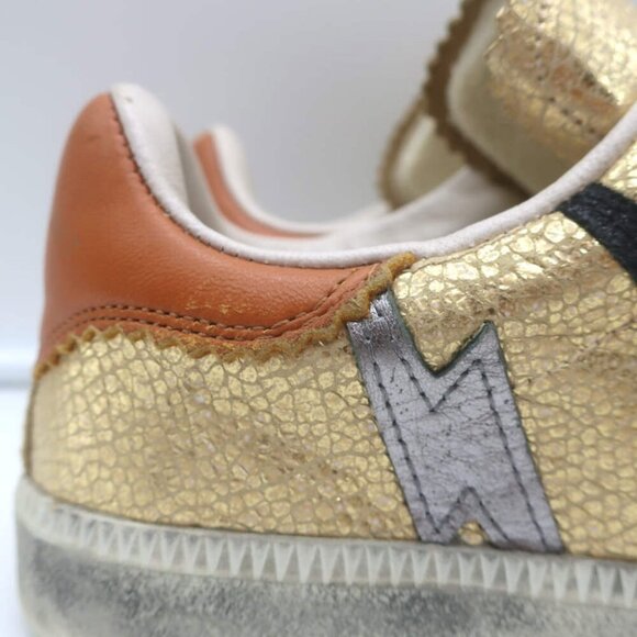 Isabel Marant Beth Lightning Bolt Sneakers Gold Metallic Cracked Leather Size 37 - Picture 3 of 13